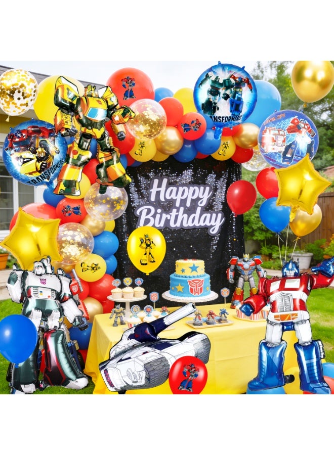 FRUITFUL PARTY 82pcs Transformers Birthday Balloon Arch Kit, Transformers Balloon Decoration Set with Autobot Decepticon Foil Balloons, Heroic Balloons & Balloon Arch Accessories Transformers Birthday Party Supplies - Image 4